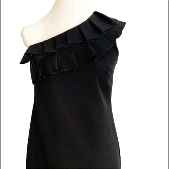 Trina Turk Dress Black One Shoulder Ruffled Neckline Maxi Cocktail Dress Size 2 - Picture 15 of 16